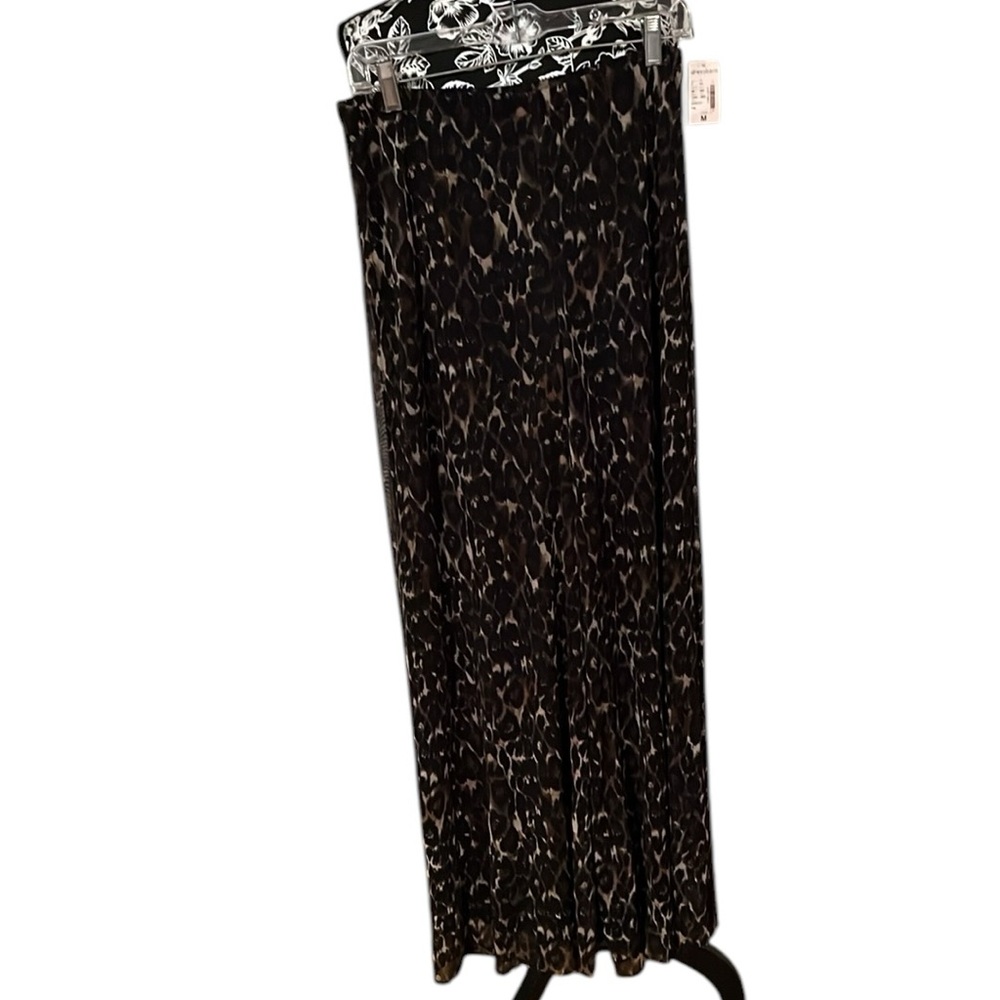 Dress Barn medium high waist wide leg leopard print pants lined chiffon like